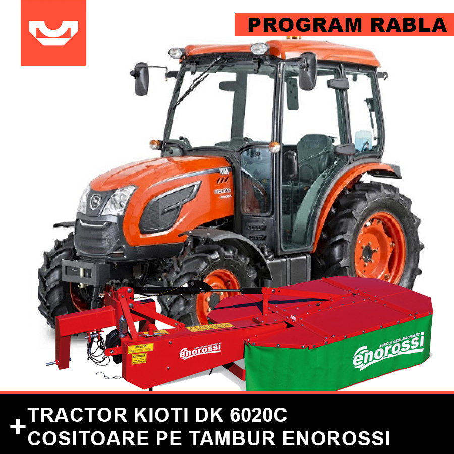 tractor Kioti DK 6026C cu cositoare pe tambur